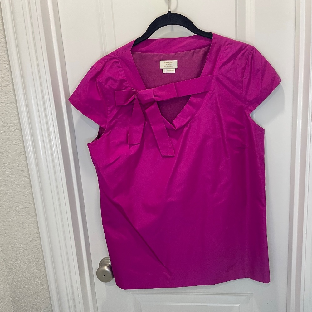 Kate Spade Silk Magenta Bow Blouse